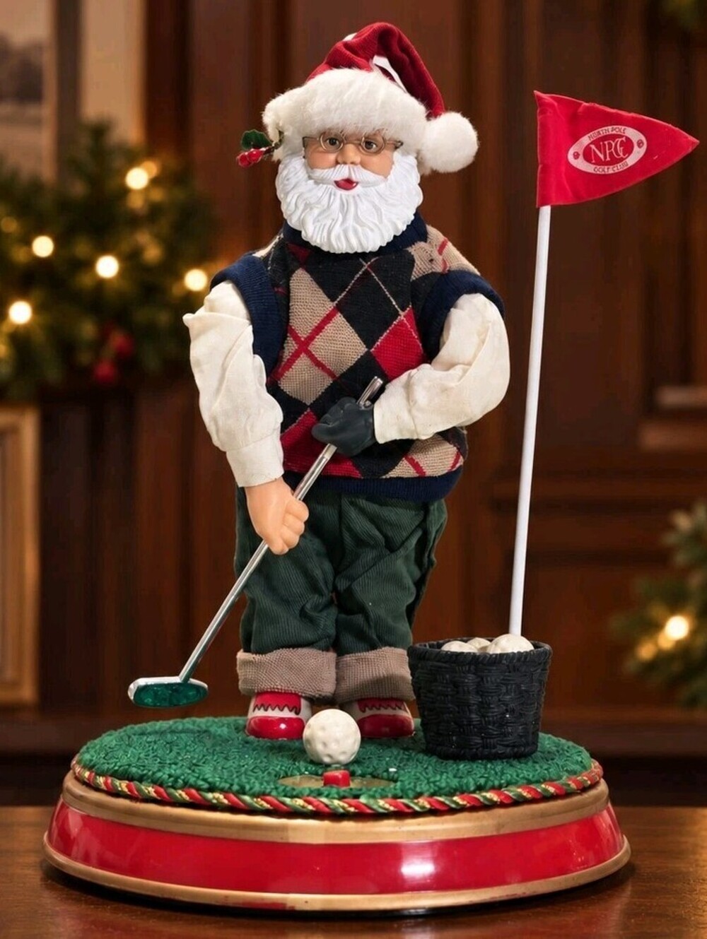 Gemmy North Pole Golf Club Santa Christmas Golfer Figurine Gift for Golf Lovers